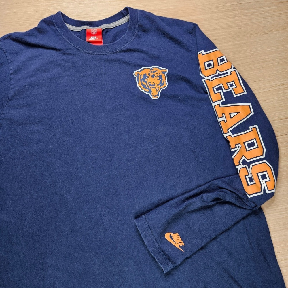 Chicago Bears Nike NFL Long Sleeve T Shirt Mens XL Navy Blue Football